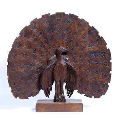 Lot 62 - Wooden carving of a Peacock