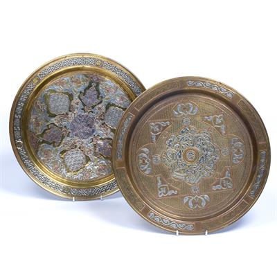 Lot 93 - Two Damascus brass trays