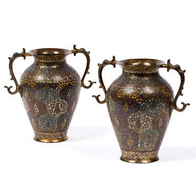 Lot 96 - Pair of Kashmiri vases