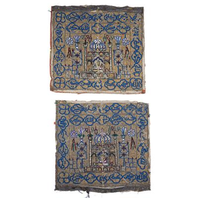 Lot 181 - Pair of bead work fabric panels