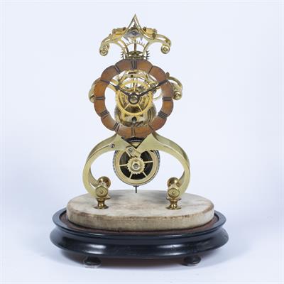 Lot 309 - 19th century brass skeleton clock