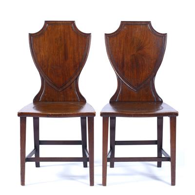 Lot 363 - Pair of mahogany hall chairs