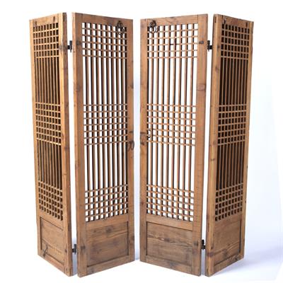 Lot 365 - Pair of pine slatted screens