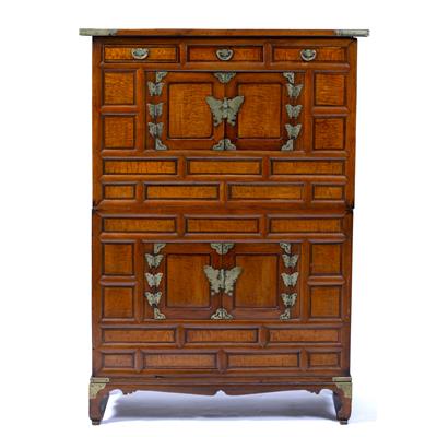 Lot 382 - Elm chest on stand