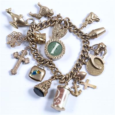 Lot 403 - 9ct yellow gold charm bracelet