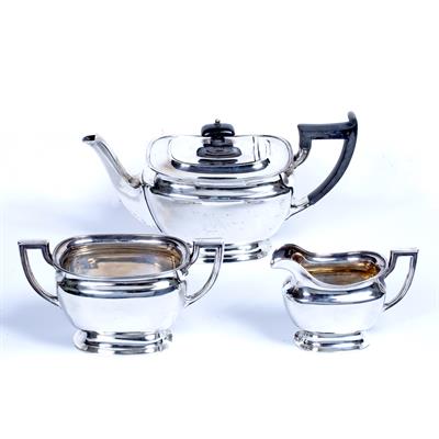 Lot 414 - Silver three-piece tea service