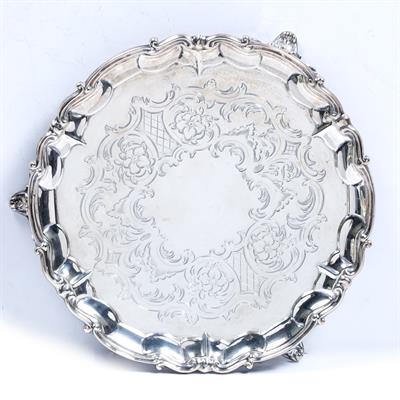 Lot 416 - Silver salver or card tray