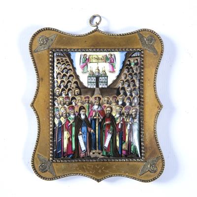 Lot 453 - Enamelled small plaque