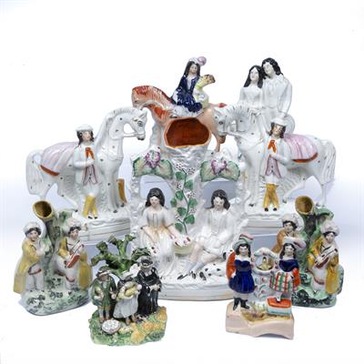 Lot 496 - Group of Staffordshire figures