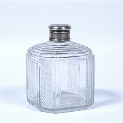 Lot 522 - Cut glass silver-mounted tea caddy or canister