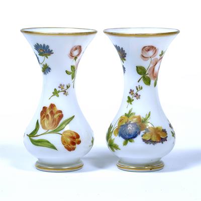 Lot 524 - Pair of opaline glass vases