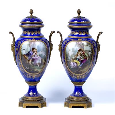 Lot 543 - Pair of Sevres porcelain vases