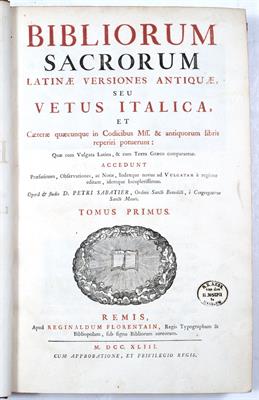 Lot 737 - BIBLE:-  Bibliorum Sacorum Latinae Versiones Antiquae seu Vetus Italica Remis Reginaldum Florentain