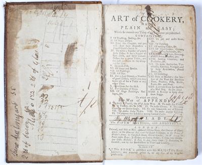 Lot 892 - The Art of Cookery made Plain and Easy by a Lady London 1755. 8vo. full calf. much used