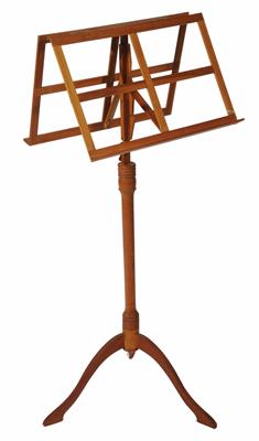 Lot 126 - A WOODEN DUET MUSIC STAND made by Donald Gill with height adjustable mechanism and turned column