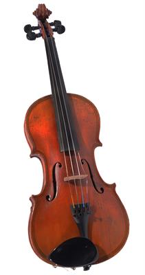 Lot 151 - A GERMAN COPY OF A MAGGINI VIOLIN by E.R. Schmidt with two piece back