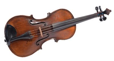 Lot 152 - A MAGGINI STYLE VIOLIN with two piece back of deep brown patination