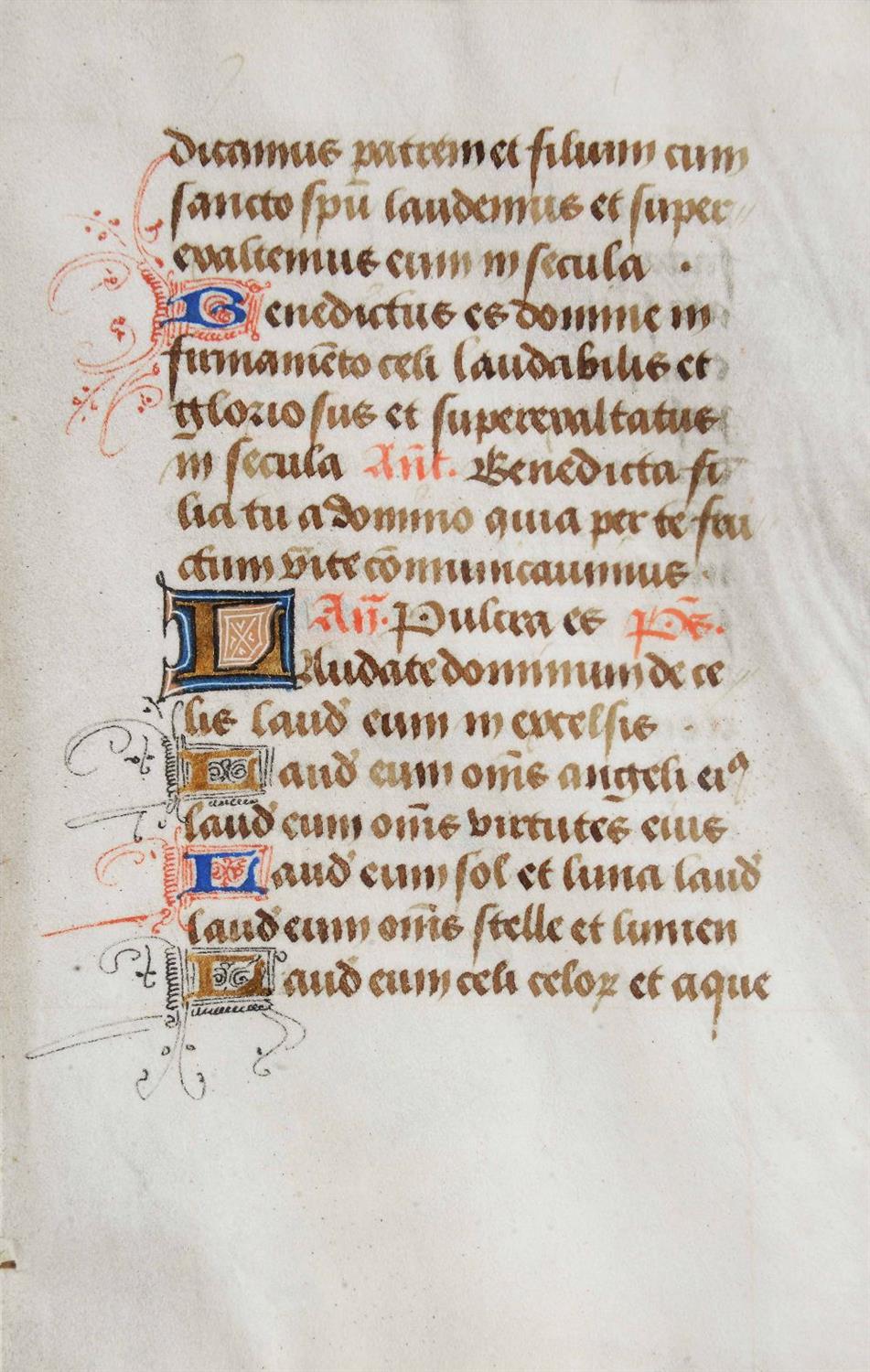 Lot 194 AN OLD ILLUMINATED MANUSCRIPT LEAF