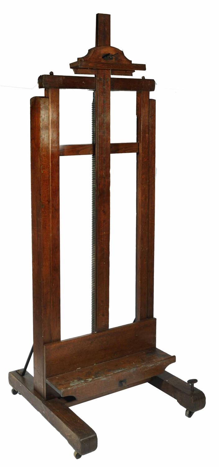 Lot 484 - A LATE VICTORIAN ARTIST'S OAK STUDIO EASEL