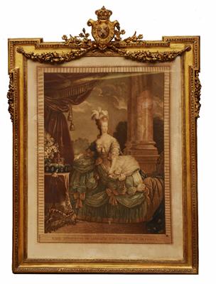 Lot 487 - A 19TH CENTURY GILT GESSO FRAME in William Kent style with projecting upper corners centred by a