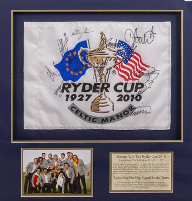 Lot 3 - A SIGNED PIN FLAG FROM 2010 RYDER GOLF CUP