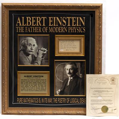 Lot 9 - SIGNATURE OF ALBERT EINSTEIN UNDER HAND-WRITTEN MESSAGE