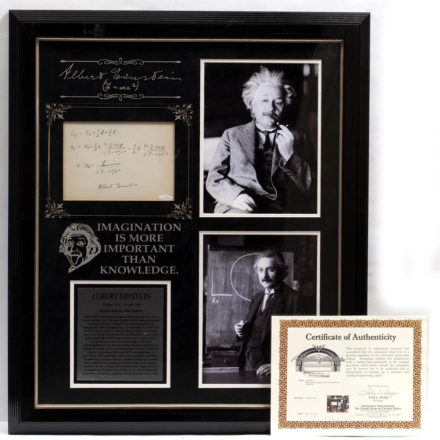Lot 11 - ALBERT EINSTEIN SIGNED SET OF MATHEMATICAL CALCULATIONS