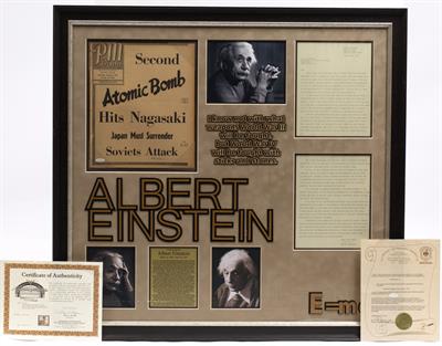 Lot 12 - ALBERT EINSTEIN SIGNATURE ON A PM DAILY NEWSPAPER COVER AUGUST 9 1945