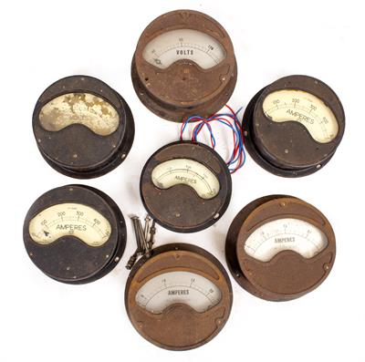 Lot 90 - A GROUP OF SEVEN VARIOUS AMP AND VOLT METERS