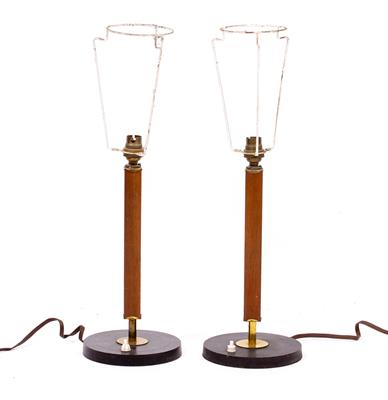 Lot 128 - A PAIR OF HARDWOOD TABLE LAMPS