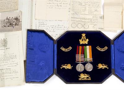 Lot 132 - THE W. EVERALL BOER WAR ROYAL LANCS MEDALS AND BARS