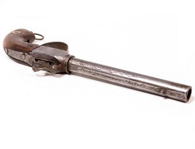 Lot 142 - A 19TH CENTURY ITALIAN PERCUSSION CAP PISTOL