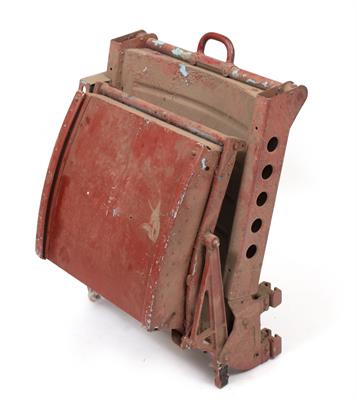 Lot 155 - A RED PAINTED FOLDING AEROPLANE SEAT