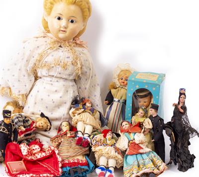 Lot 252 - A LATE 19TH CENTURY WAX OVER COMPOSITE DOLL