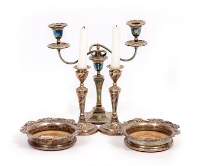 Lot 325 - A PAIR OF LATE 19TH CENTURY SILVER CANDLESTICKS