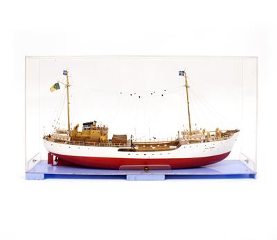 Lot 344 - A MODEL OF A PORTUGUESE TWIN MASTED CARGO SHIP