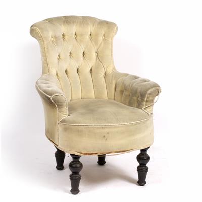 Lot 347 - AN EARLY 20TH CENTURY BUTTON UPHOLSTERED ARMCHAIR