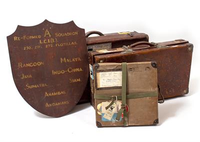 Lot 350 - TWO BROWN LEATHER TRAVELLING TRUNKS