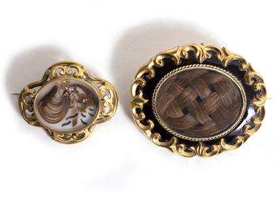 Lot 401 - TWO 19TH CENTURY MEMORIAL BROOCHES