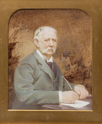 Lot 449 - A VICTORIAN WATERCOLOUR HALF LENGTH PORTRAIT