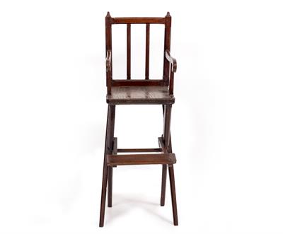 Lot 450 - AN ANTIQUE MAHOGANY AND ELM CHILD'S HIGH CHAIR