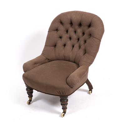 Lot 456 - A VICTORIAN BUTTON UPHOLSTERED NURSING CHAIR