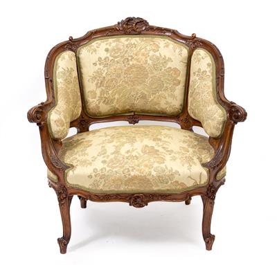 Lot 457 - A LATE 19TH CENTURY FRENCH CARVED WALNUT FRAMED UPHOLSTERED CHAIR