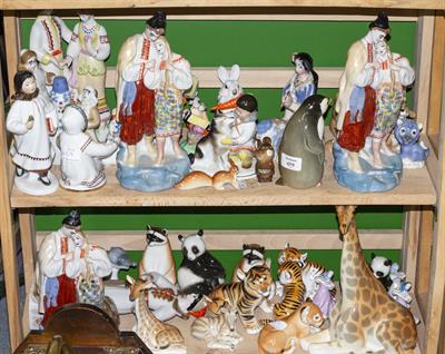 Lot 459 - CONTINENTAL AND RUSSIAN POTTERY FIGURINES