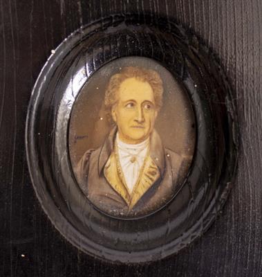 Lot 466 - A MINIATURE OVAL PORTRAIT OF GOETHE