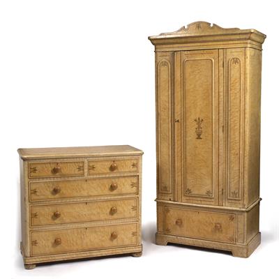 Lot 535 - A VICTORIAN SCUMBLE DECORATED PINE CHEST OF TWO SHORT AND THREE LONG DRAWERS