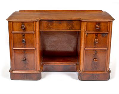 Lot 558 - A VICTORIAN MAHOGANY INVERSE BREAK FRONT DRESSING TABLE OR DESK