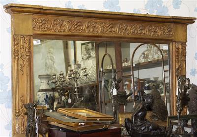 Lot 584 - A 19TH CENTURY GILDED OVERMANTLE MIRROR