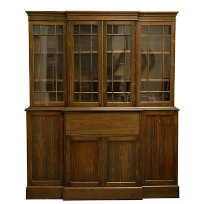 Lot 585 - A ROSEWOOD BREAKFRONT SECRETAIRE BOOKCASE