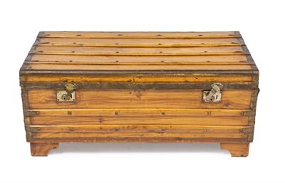 Lot 600 - A CAMPHOR WOOD BRASS BOUND TRUNK